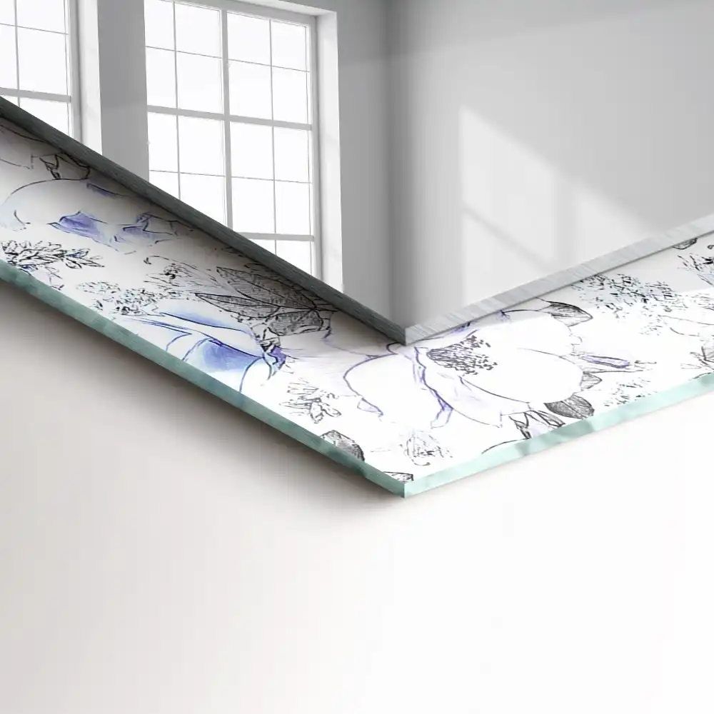 Specchio rettangolare stampato Fiori e foglie