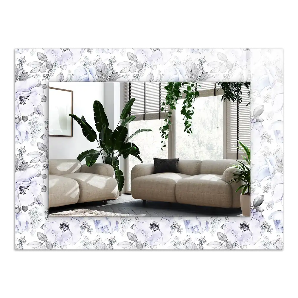 Specchio rettangolare stampato Fiori e foglie