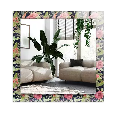 Specchio rettangolare decoro Fiori e uccelli
