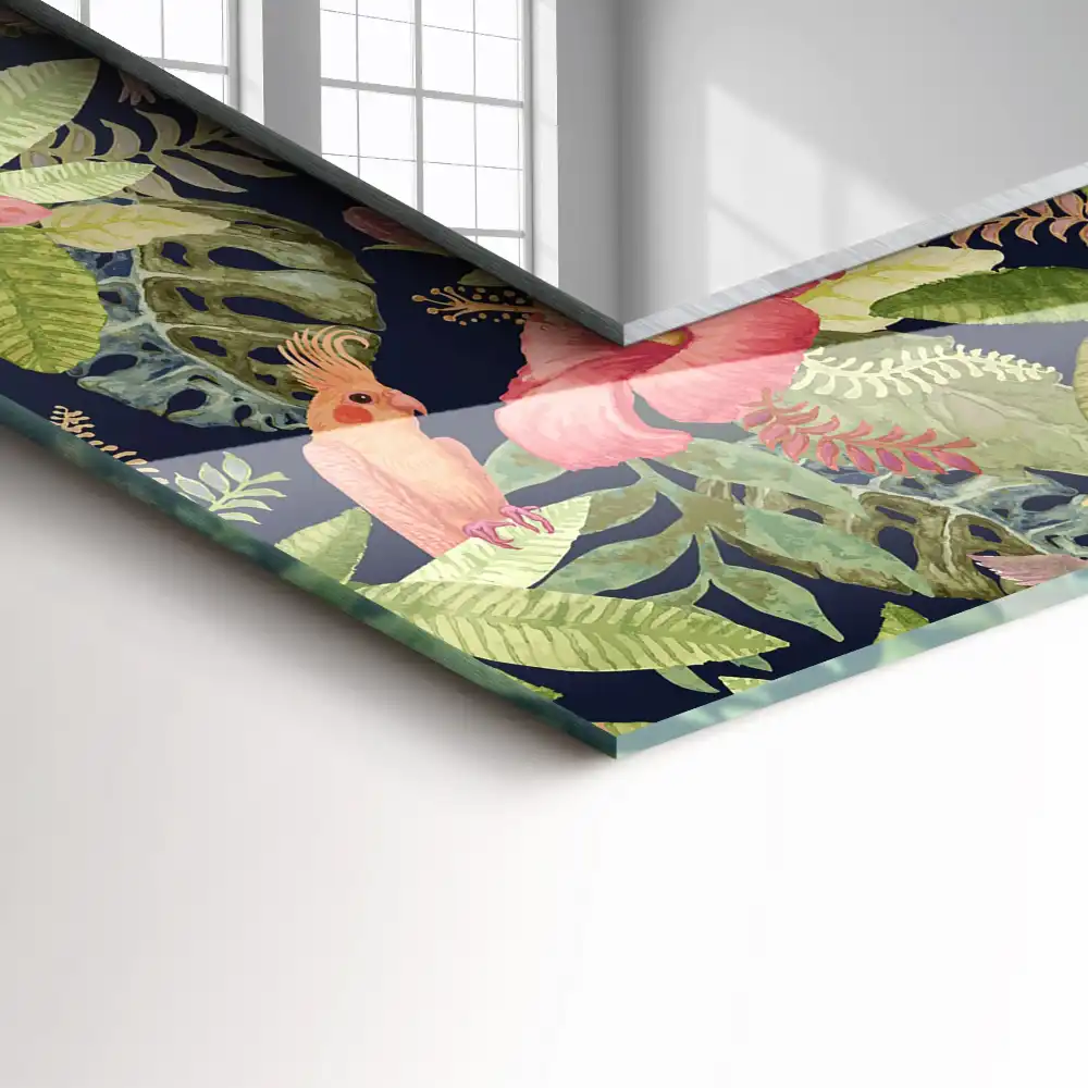 Specchio rettangolare decoro Fiori e uccelli