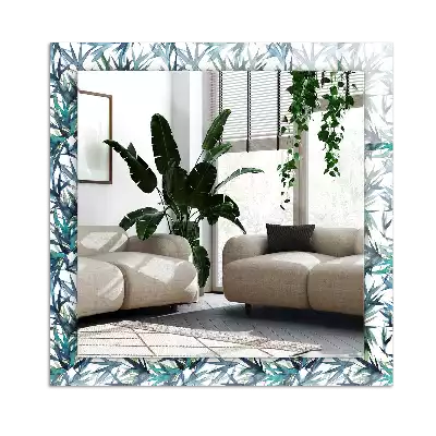 Specchio rettangolare stampato Foglie di bambù acquerello