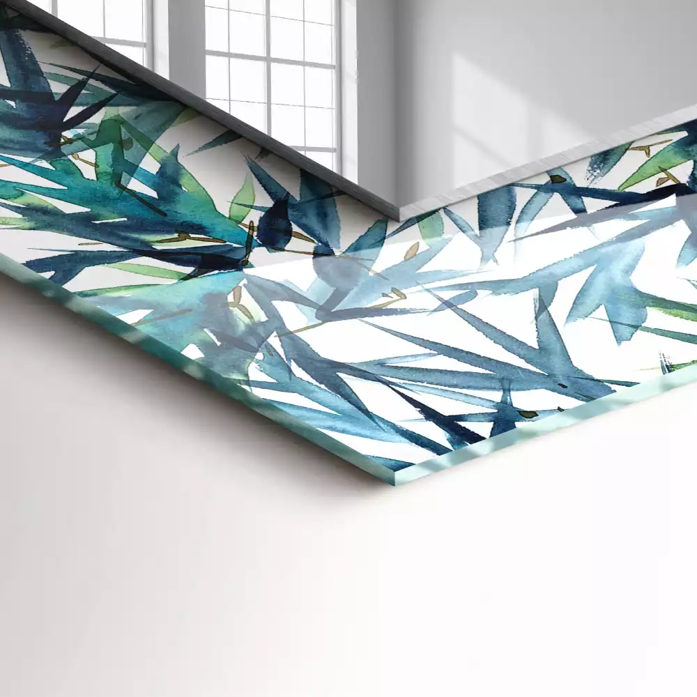 Specchio rettangolare stampato Foglie di bambù acquerello