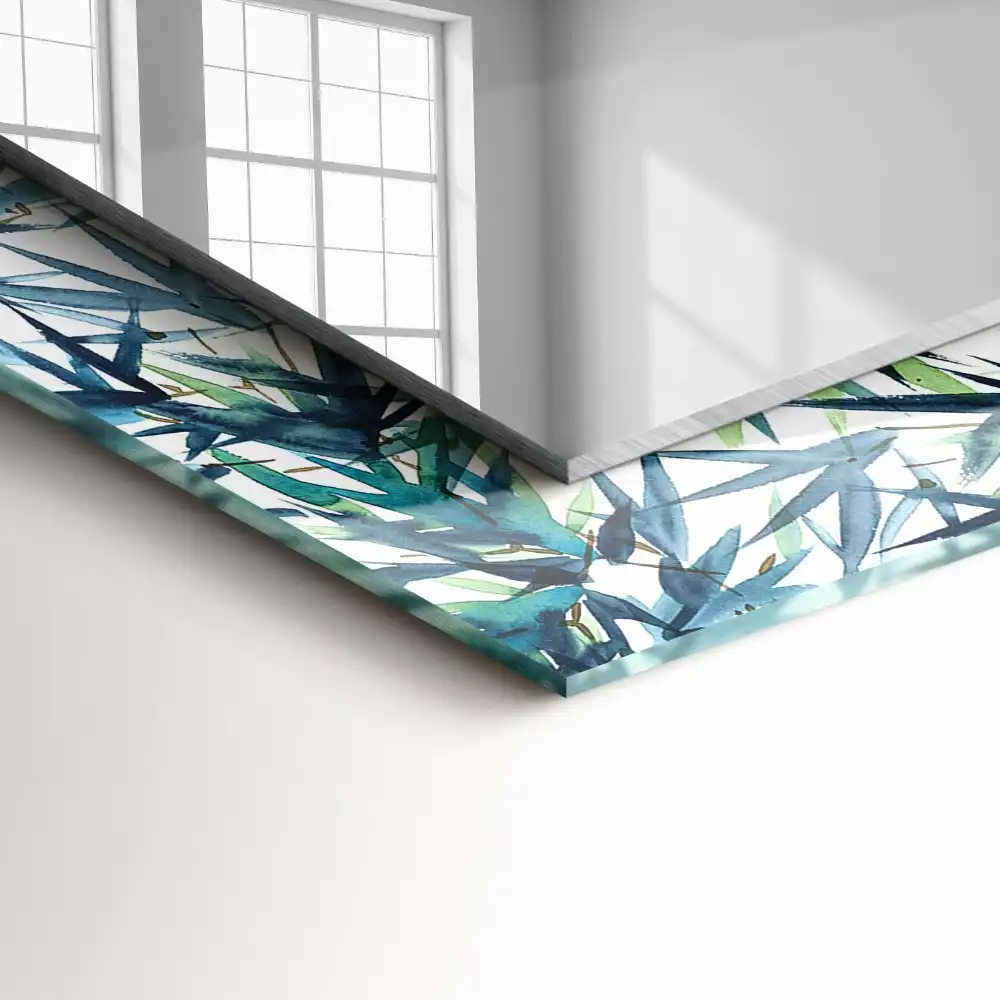 Specchio rettangolare stampato Foglie di bambù acquerello