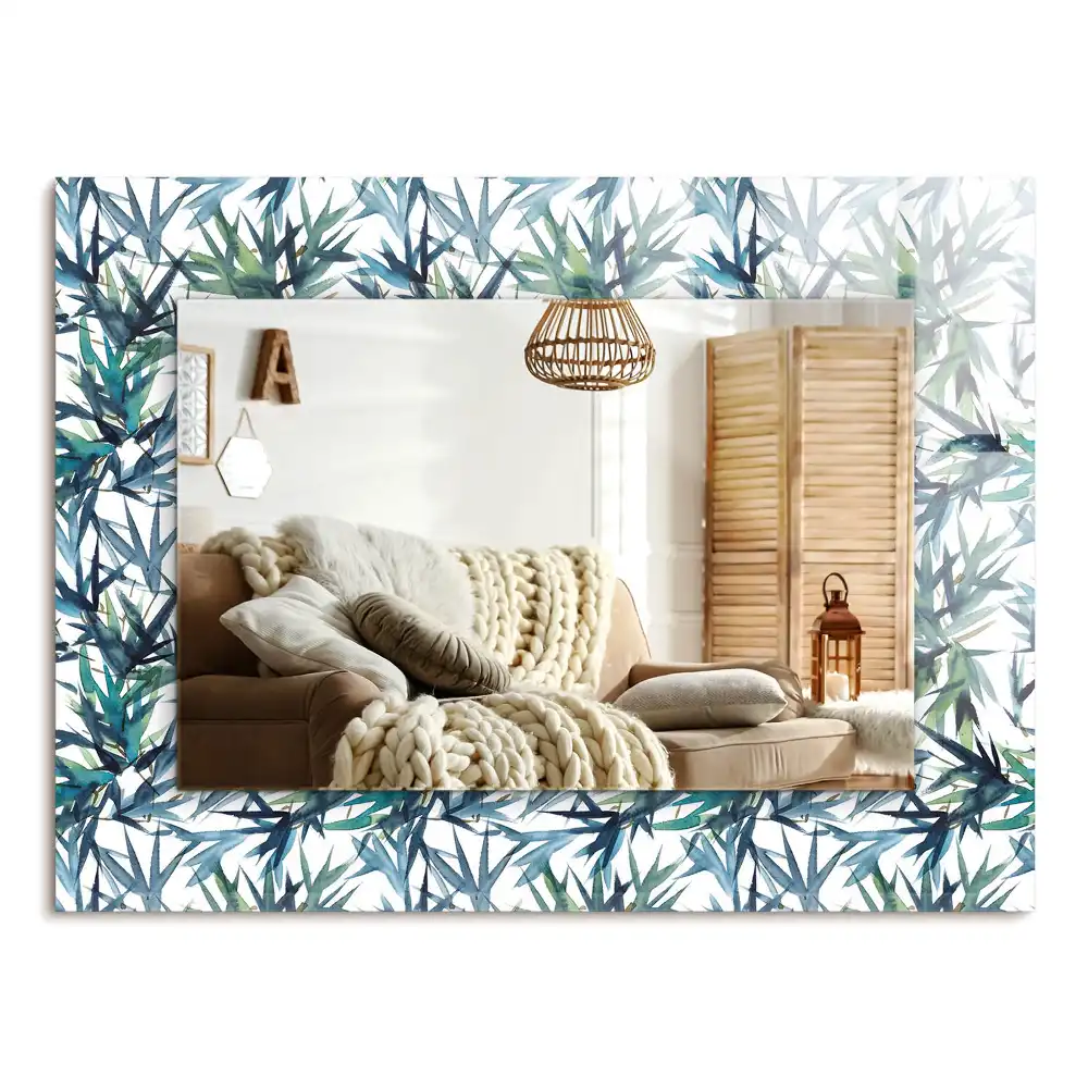 Specchio rettangolare stampato Foglie di bambù acquerello