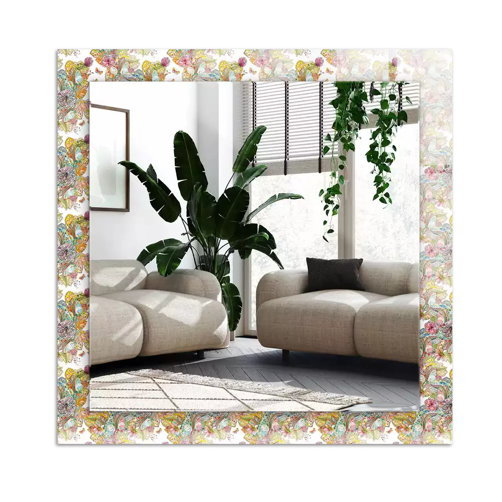 Specchio rettangolare con cornice stampata Fiori di farfalle colorate