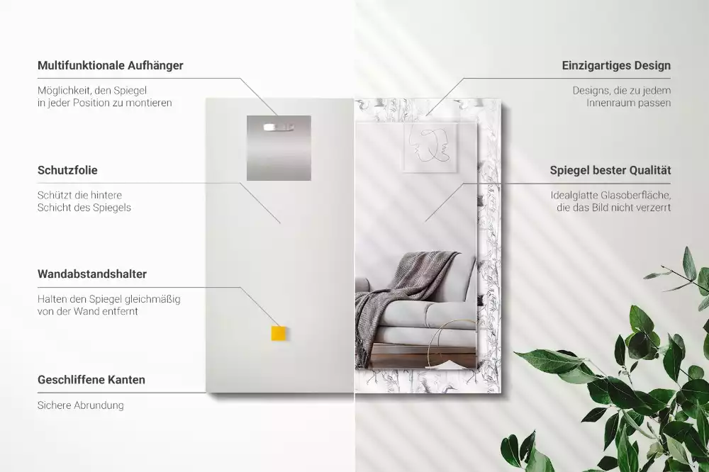 Specchio rettangolare decoro Gru e bambù