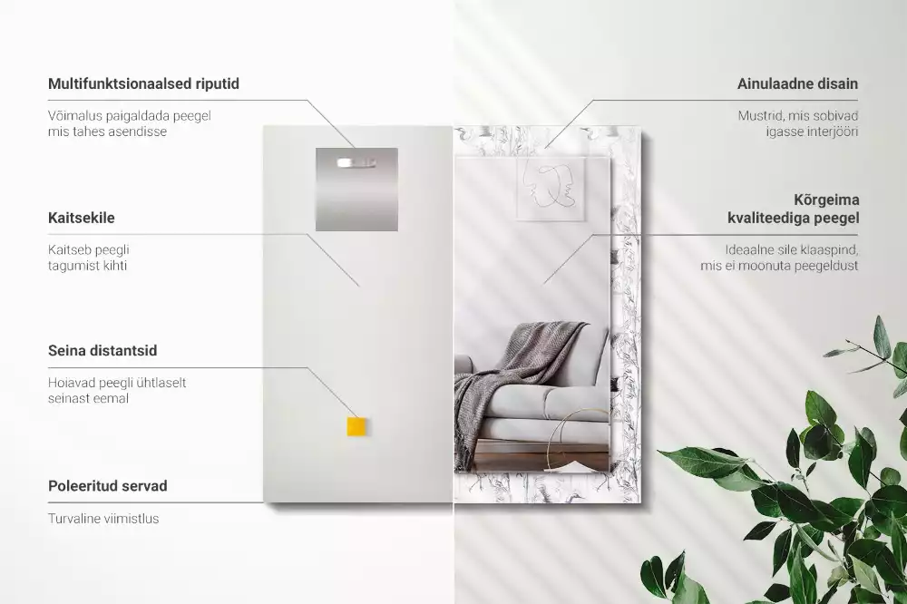 Specchio rettangolare decoro Gru e bambù