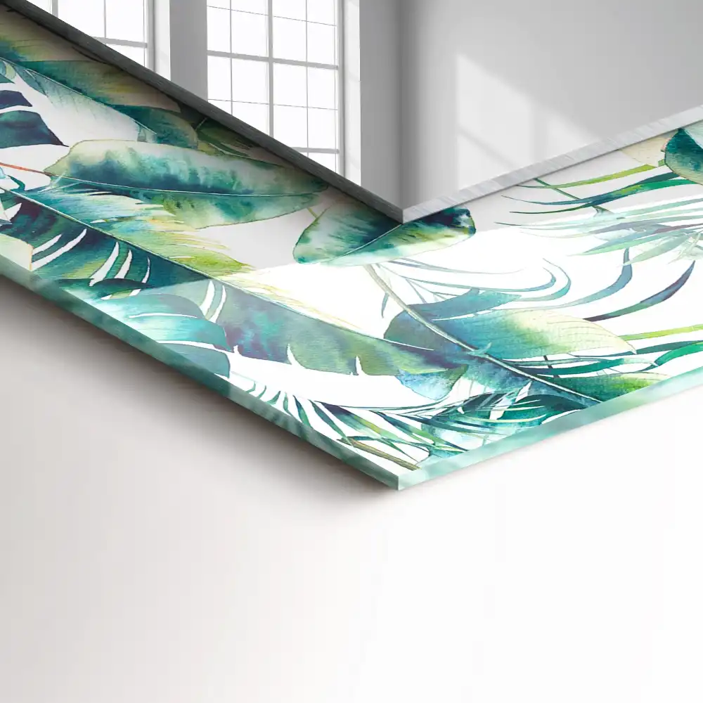 Specchio rettangolare stampato Foglie tropicali verdi