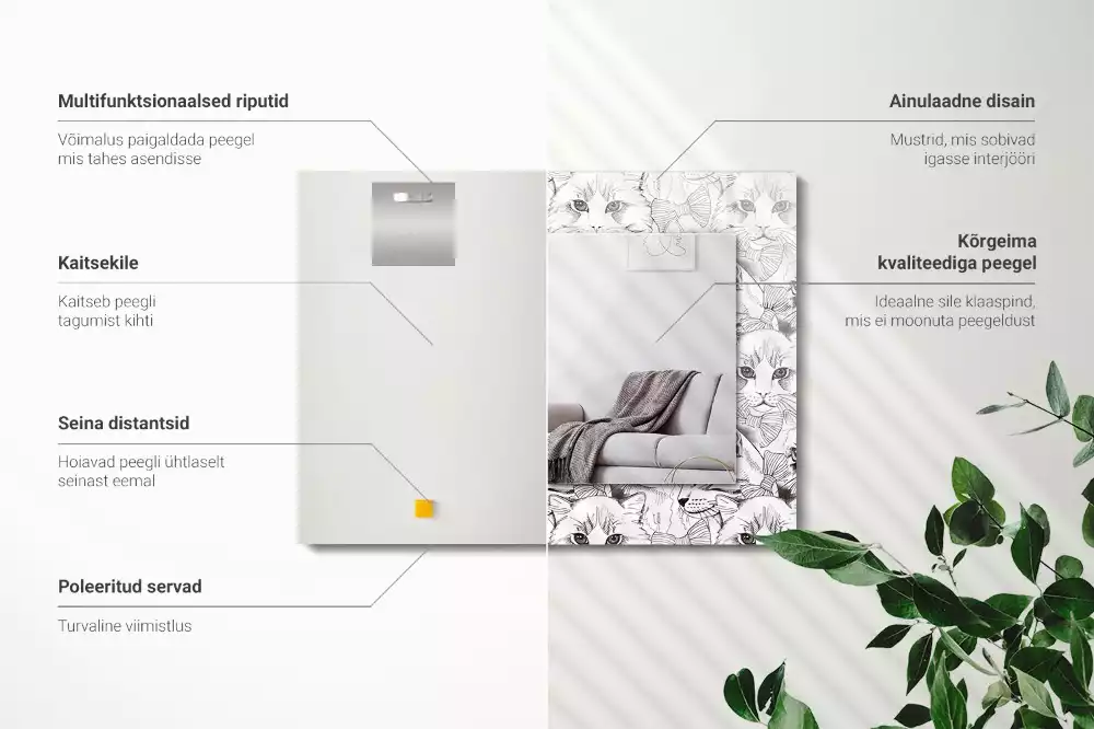 Specchio rettangolare decoro Gatti con papillon