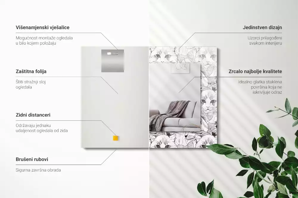 Specchio rettangolare decoro Gatti con papillon