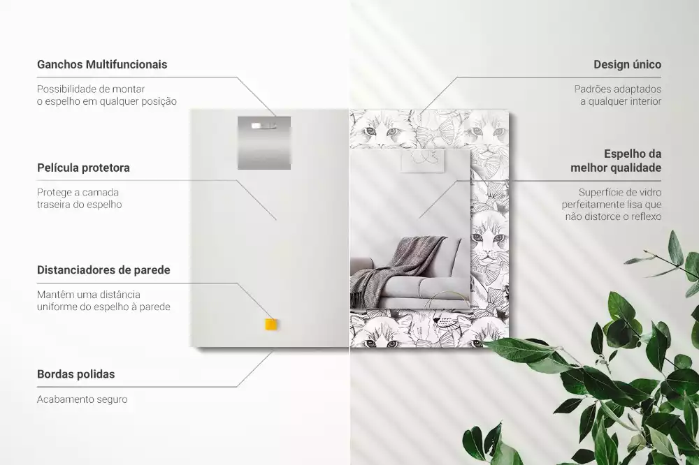 Specchio rettangolare decoro Gatti con papillon