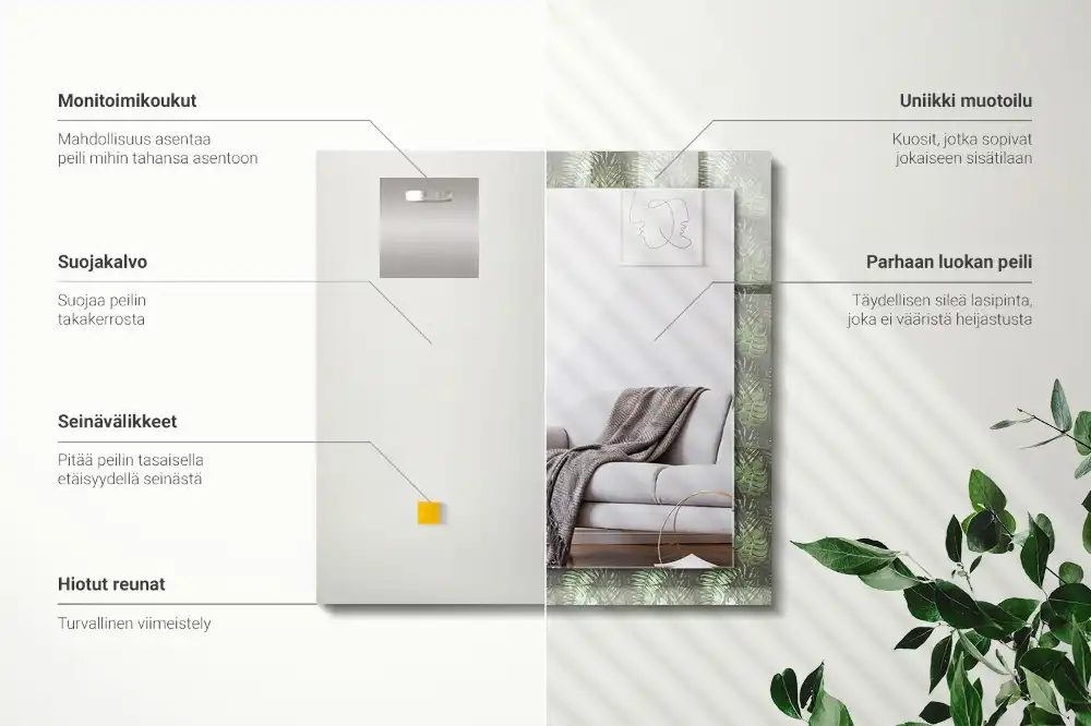 Specchio rettangolare decoro Foglie di piante tropicali