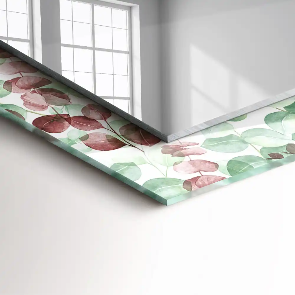 Specchio rettangolare stampato Foglie acquerellate