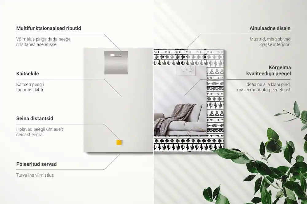 Specchio rettangolare decoro Cactus a punta di freccia Tipi