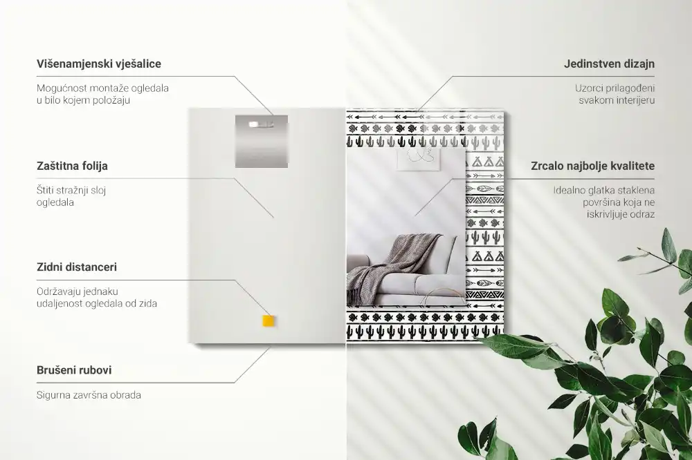 Specchio rettangolare decoro Cactus a punta di freccia Tipi