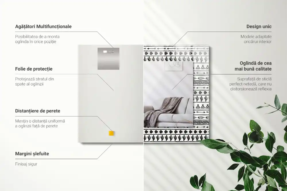 Specchio rettangolare decoro Cactus a punta di freccia Tipi