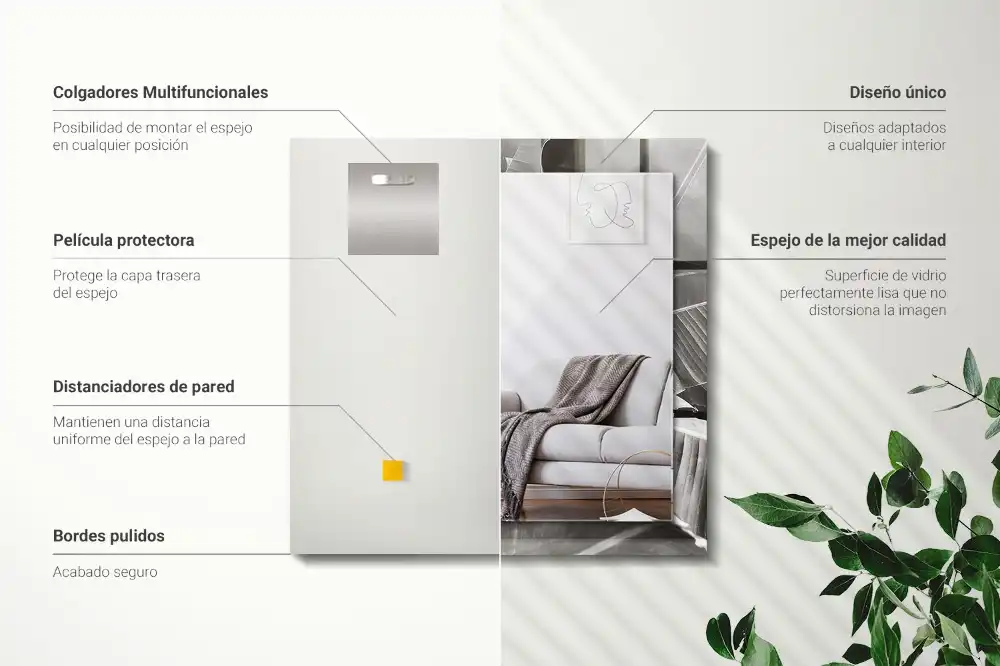 Specchio rettangolare stampato Foglie di banano