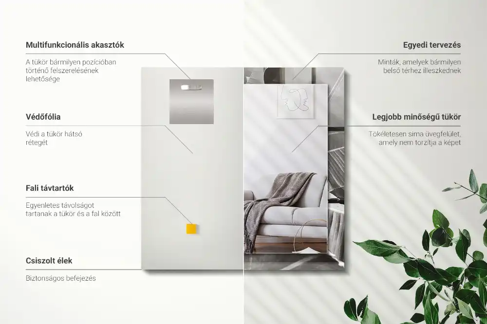 Specchio rettangolare stampato Foglie di banano