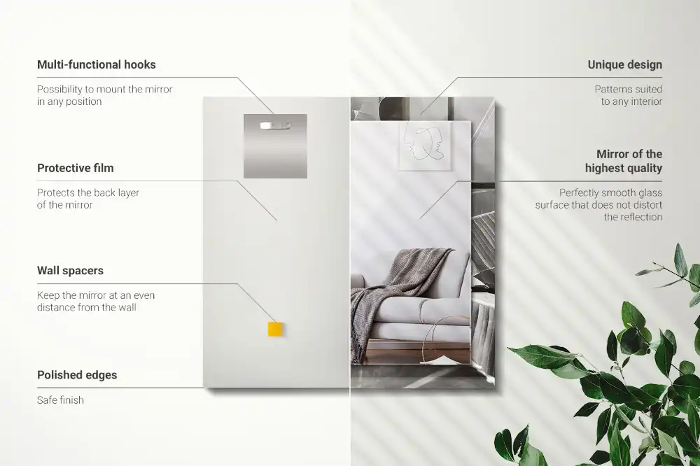 Specchio rettangolare stampato Foglie di banano