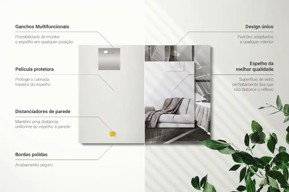 Specchio rettangolare stampato Foglie di banano