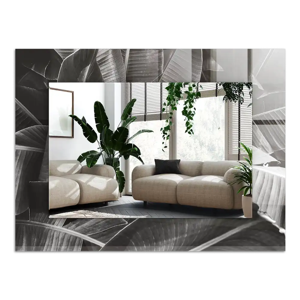 Specchio rettangolare stampato Foglie di banano