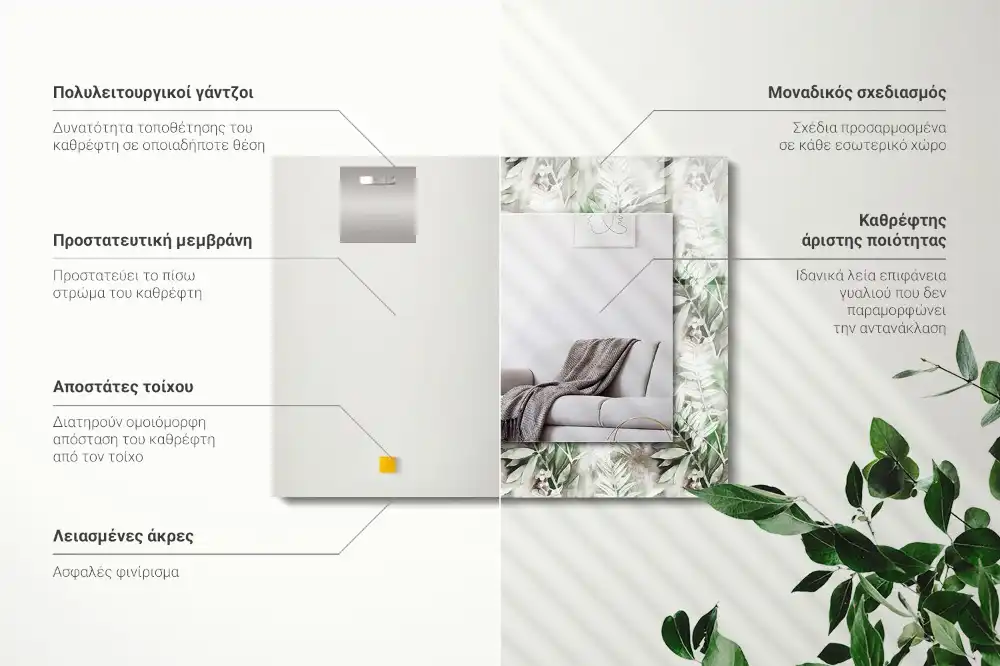 Specchio rettangolare decoro Motivo a foglie verdi