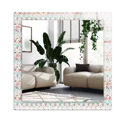 Specchio rettangolare con cornice stampata Motivo geometrico colorato