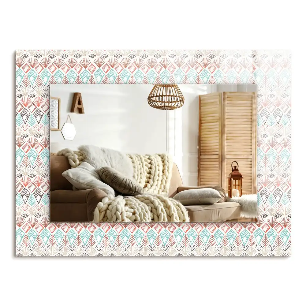 Specchio rettangolare con cornice stampata Motivo geometrico colorato