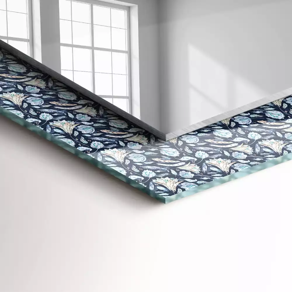 Specchio rettangolare stampato Motivo floreale blu