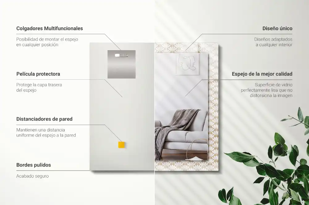 Specchio rettangolare decoro Motivo geometrico floreale