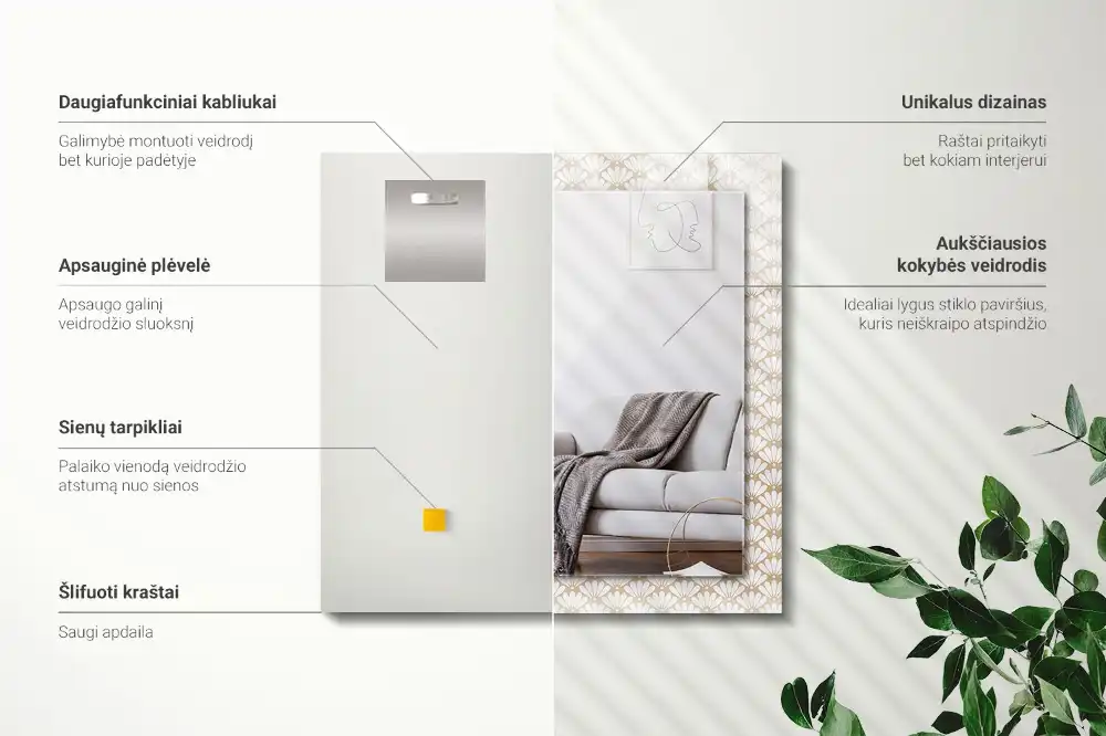 Specchio rettangolare decoro Motivo geometrico floreale