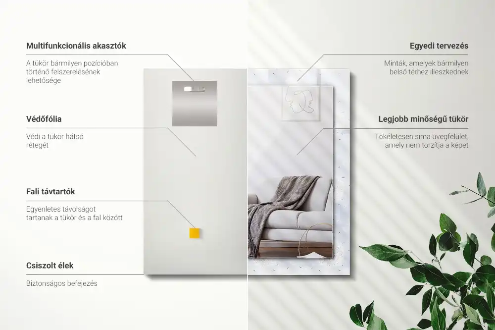 Specchio rettangolare con cornice stampata fiori di tarassaco