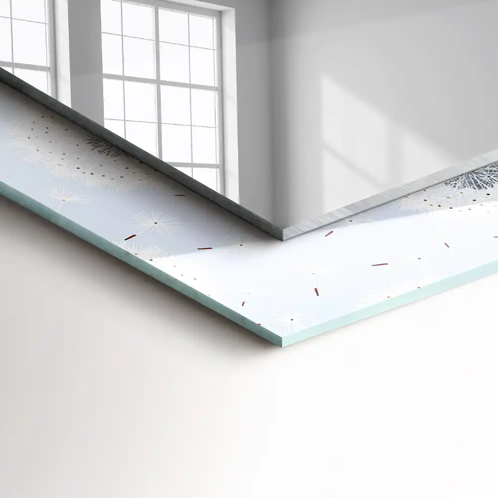 Specchio rettangolare con cornice stampata fiori di tarassaco