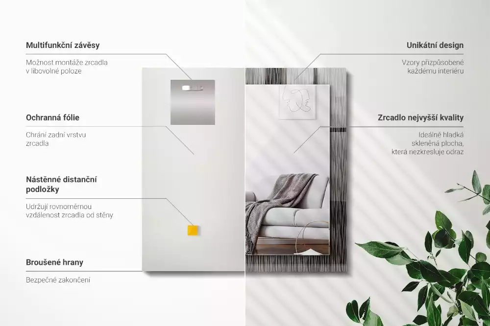 Specchio rettangolare decoro Linee moderne