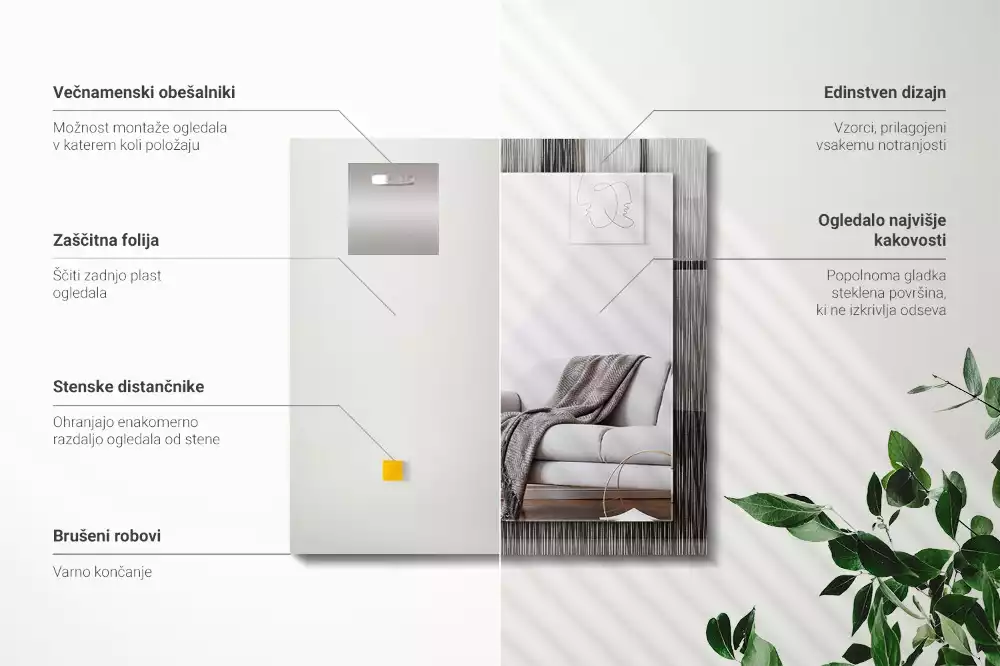 Specchio rettangolare decoro Linee moderne