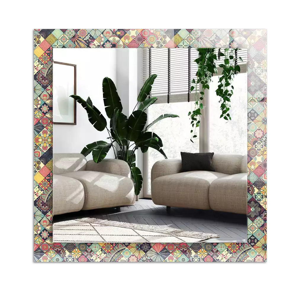 Specchio rettangolare stampato Motivi patchwork colorati