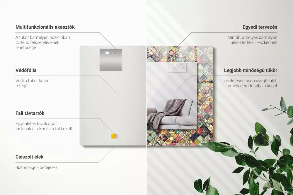 Specchio rettangolare stampato Motivi patchwork colorati