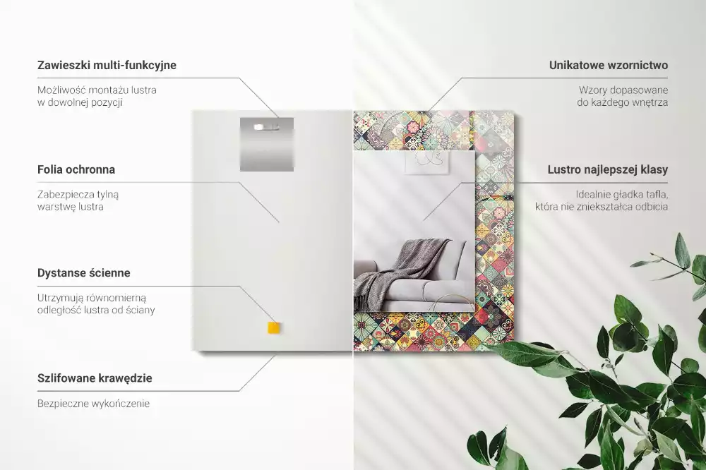 Specchio rettangolare stampato Motivi patchwork colorati