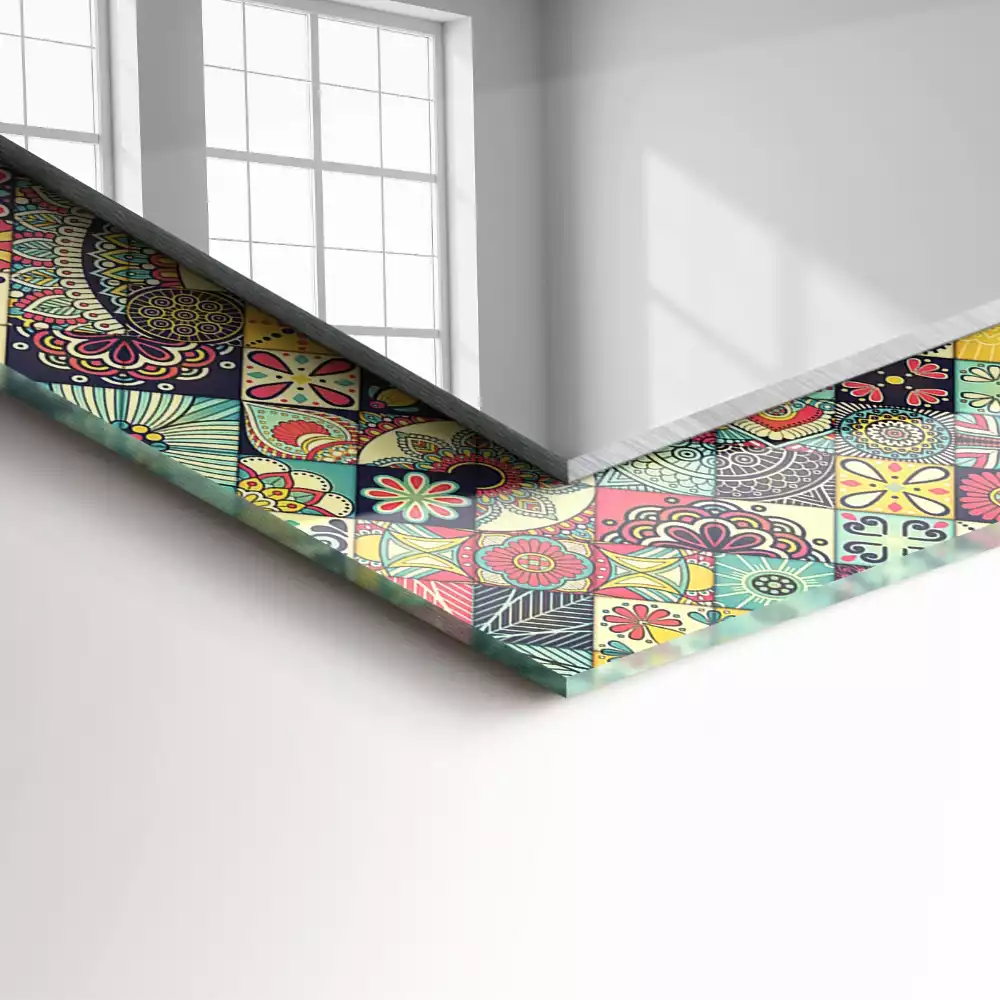 Specchio rettangolare stampato Motivi patchwork colorati