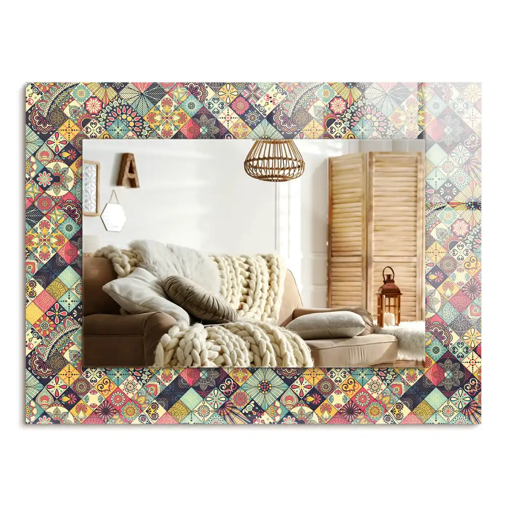Specchio rettangolare stampato Motivi patchwork colorati