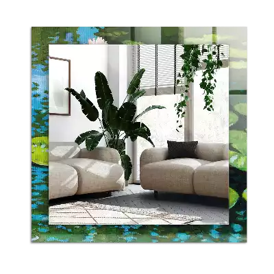 Specchio rettangolare con cornice stampata Stagno delle ninfee