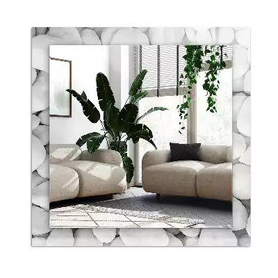 Specchio rettangolare stampato Pietre bianche lisce