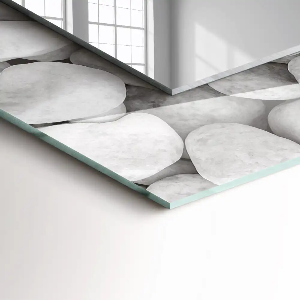 Specchio rettangolare stampato Pietre bianche lisce