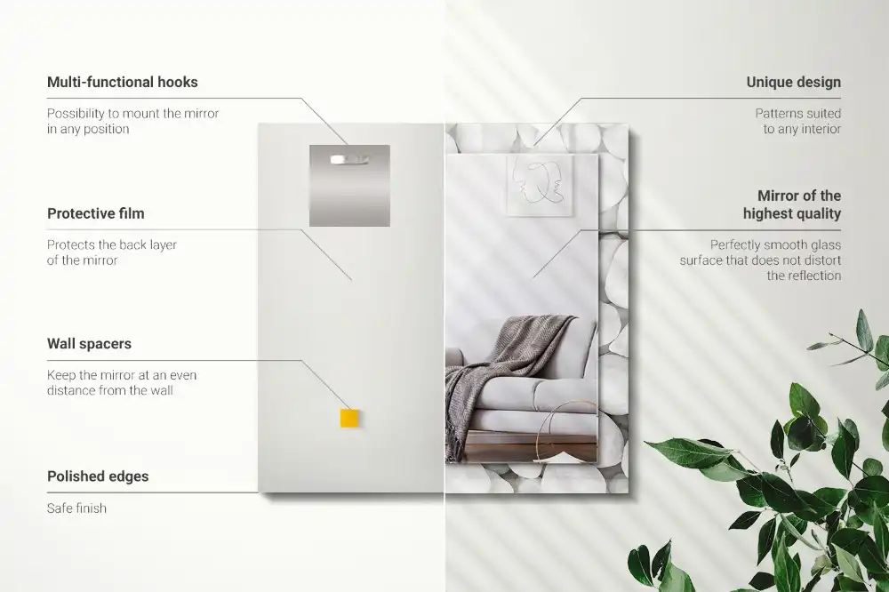 Specchio rettangolare stampato Pietre bianche lisce