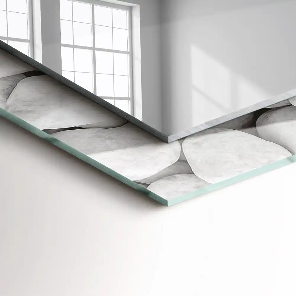 Specchio rettangolare stampato Pietre bianche lisce