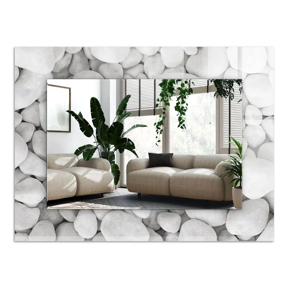 Specchio rettangolare stampato Pietre bianche lisce