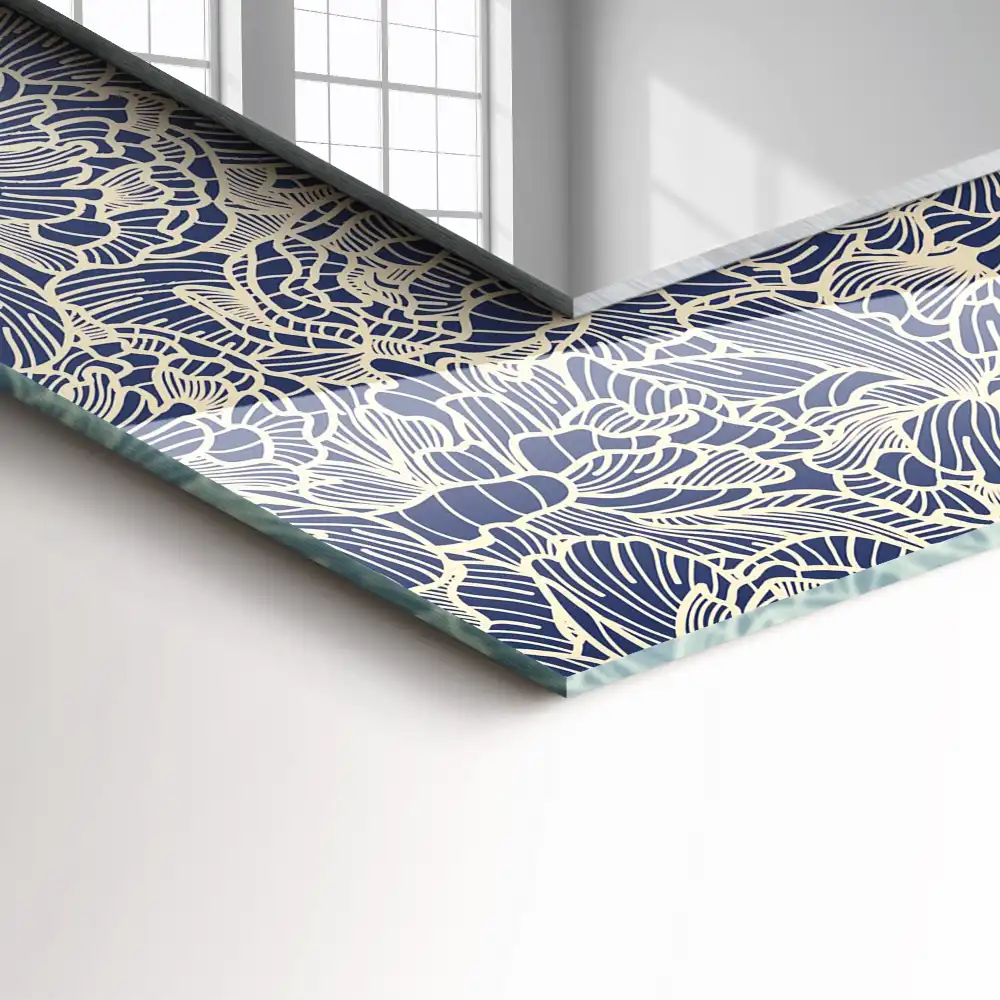 Specchio rettangolare stampato Motivo floreale in tessuto