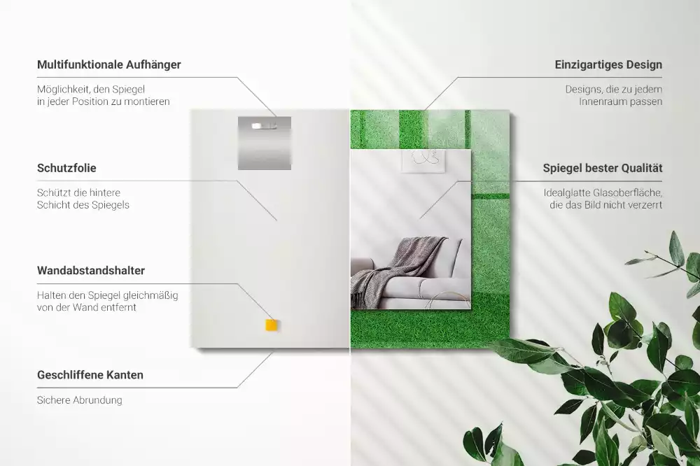 Specchio rettangolare decoro Erba verde