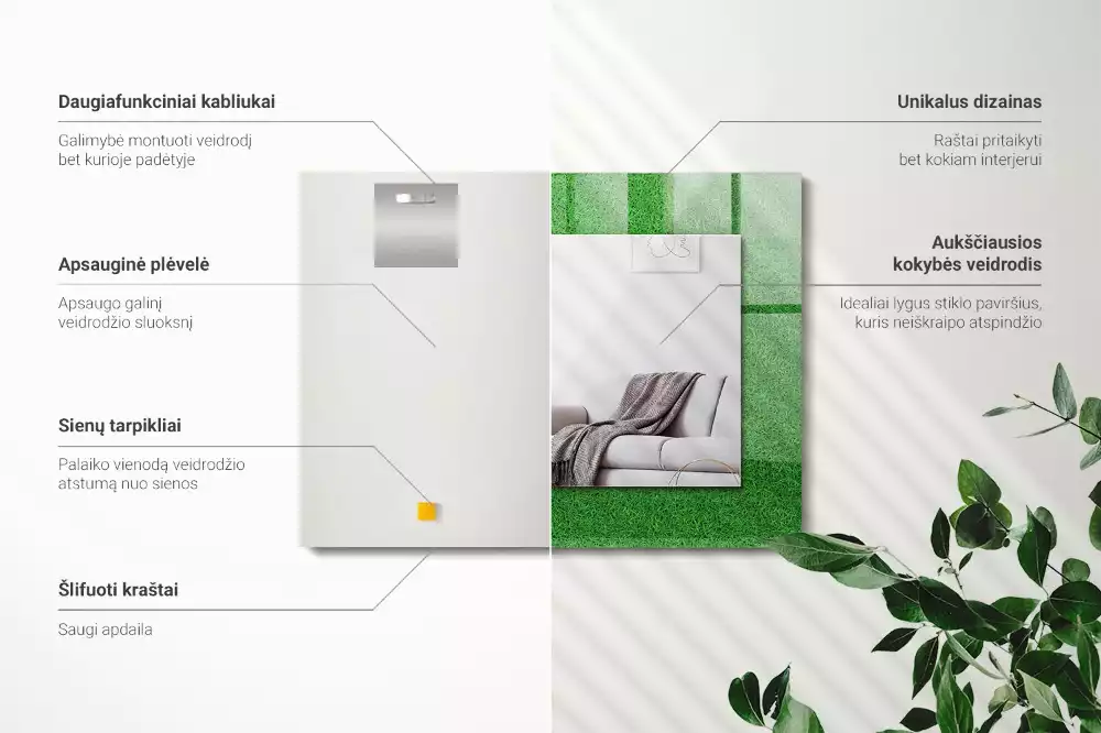 Specchio rettangolare decoro Erba verde