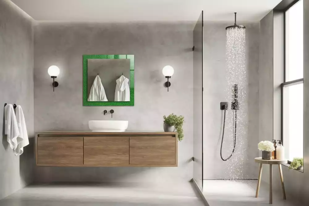 Specchio rettangolare decoro Erba verde